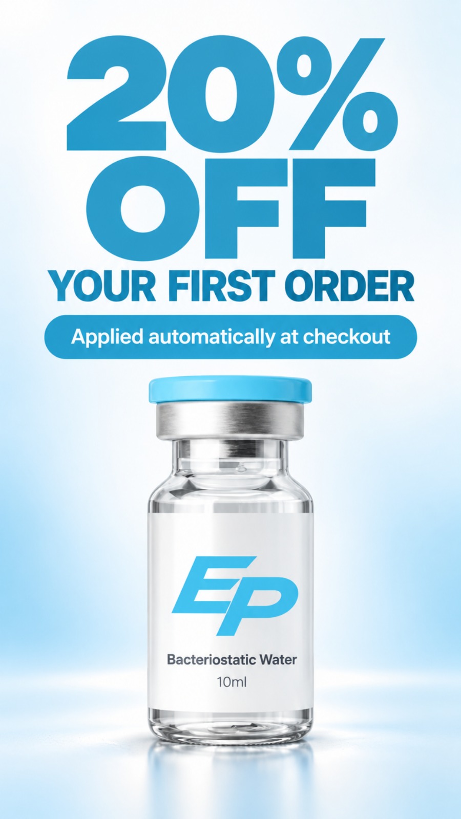 Essential Research ad creative — 20% off your first order, applied automatically at checkout