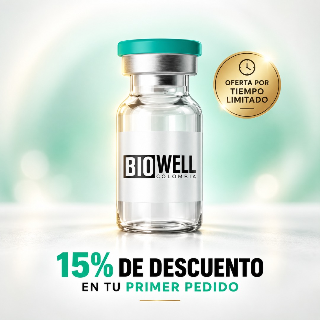 BioWell Colombia ad creative — 15% de descuento en tu primer pedido