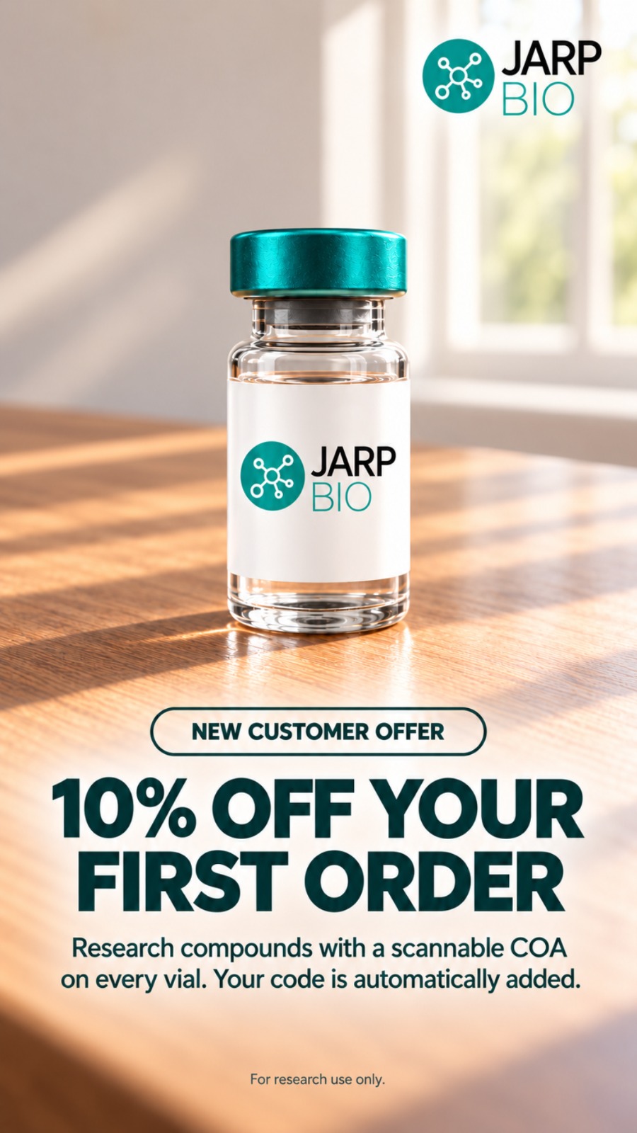 JARP Bio ad creative — new customer offer, 10% off your first order