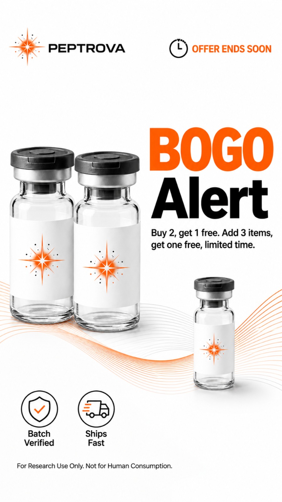 Peptrova ad creative — BOGO alert, buy 2 get 1 free