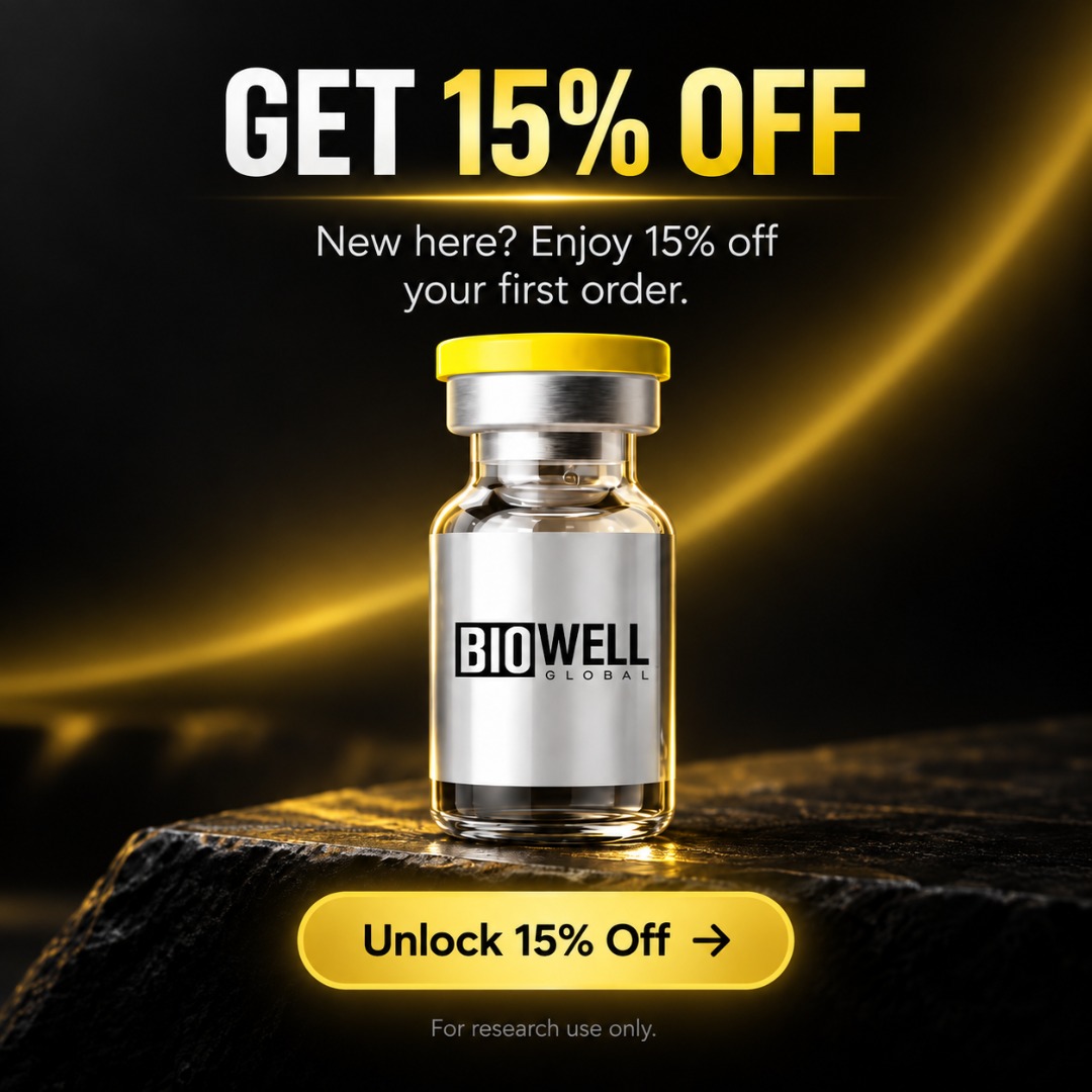 BioWell Global ad creative — get 15% off your first order